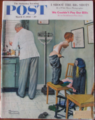 The Saturday Evening Post Mars 1958 Couv. N. Rockwell Après la piqûre In collection "http://www.norman-rockwell-france.com/"